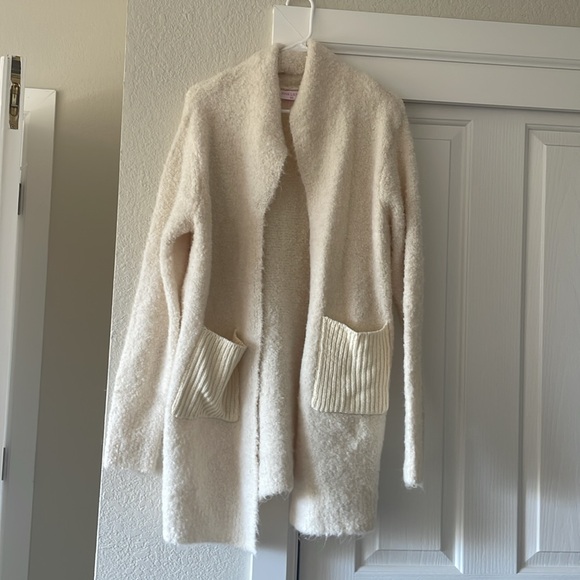 Pink lily XS Upbeat Days Beige Fuzzy Cardigan - Picture 2 of 2